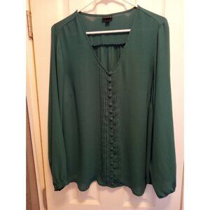 Torrid Georgette Hunter Green Blouse Size 1 (14-16)